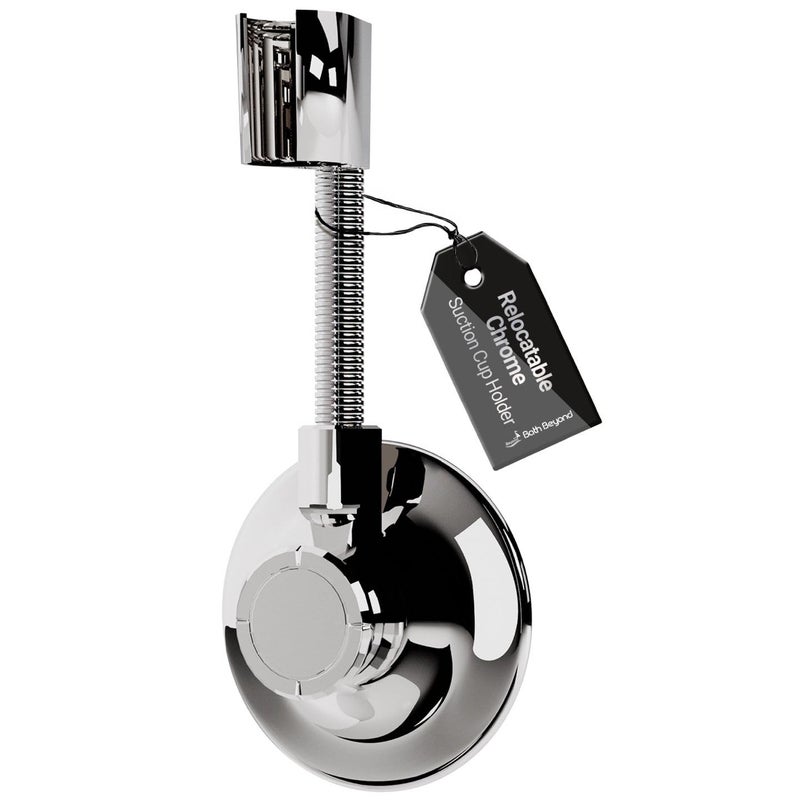 Bath Beyond Shower Head Holder - Flexible Shower Head Holder Adjustable Vacuum Suction Cup Shower Head Wall Mount Holder for Hand Held Shower Head (Adhesive Sticker Provided) (Chrome) - Image 1